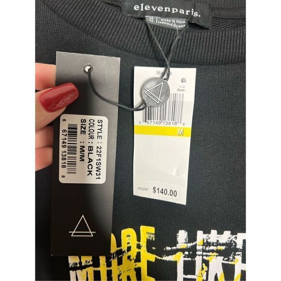 Eleven Paris NWT oversized rawedge Designer crewneck sweatshirt Sz M - Picture 2 of 7